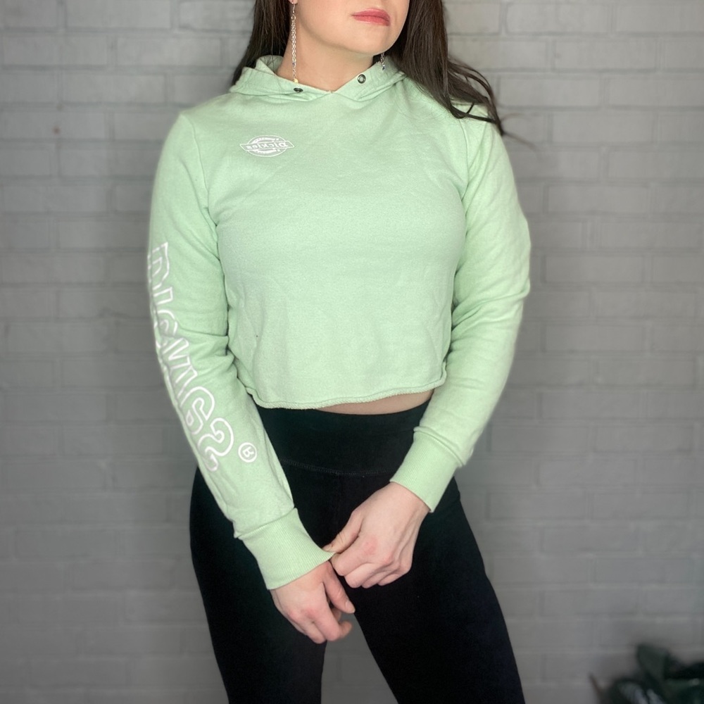Dickies Light Green Cropped Hoodie Size Small